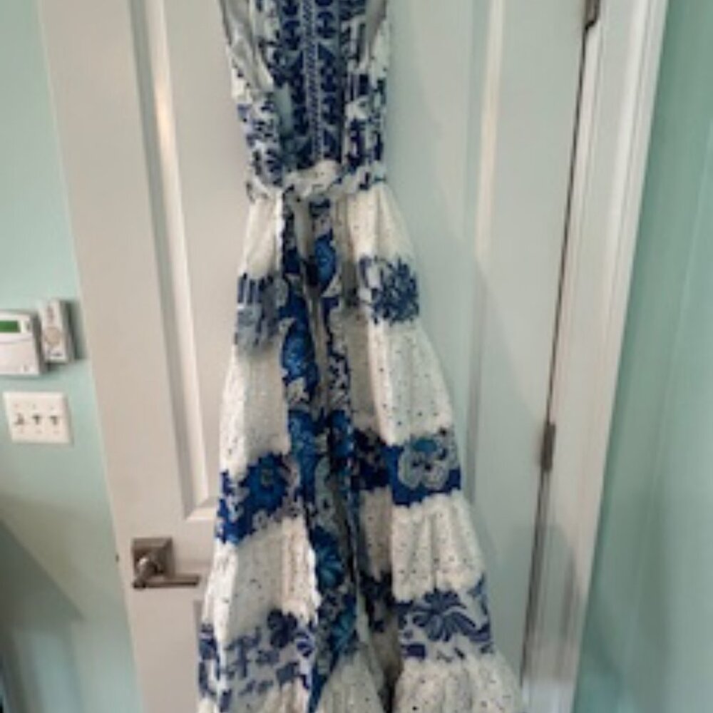 *New with tags* Farm Rio Maxi Dress Mixed White And Blue Prints - Picture 7 of 10